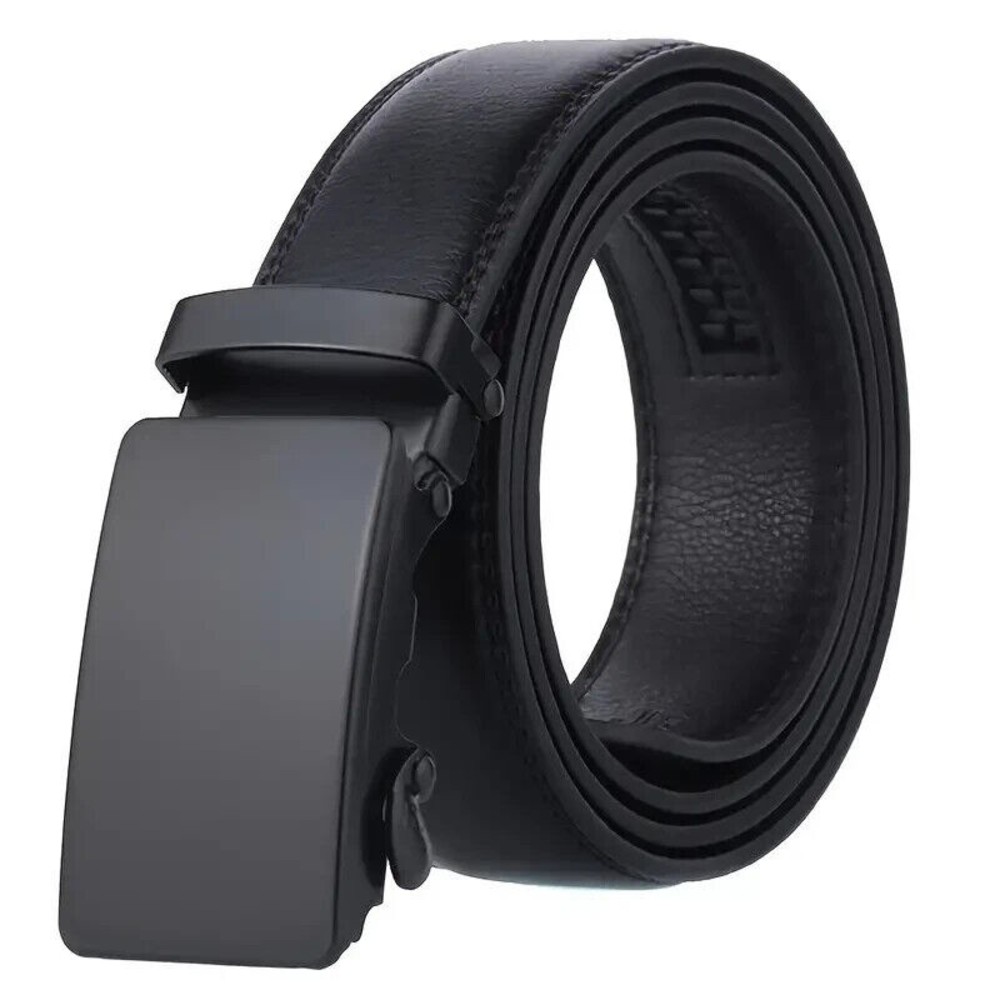 Men's Automatic Black PU Leather Belt 46 in